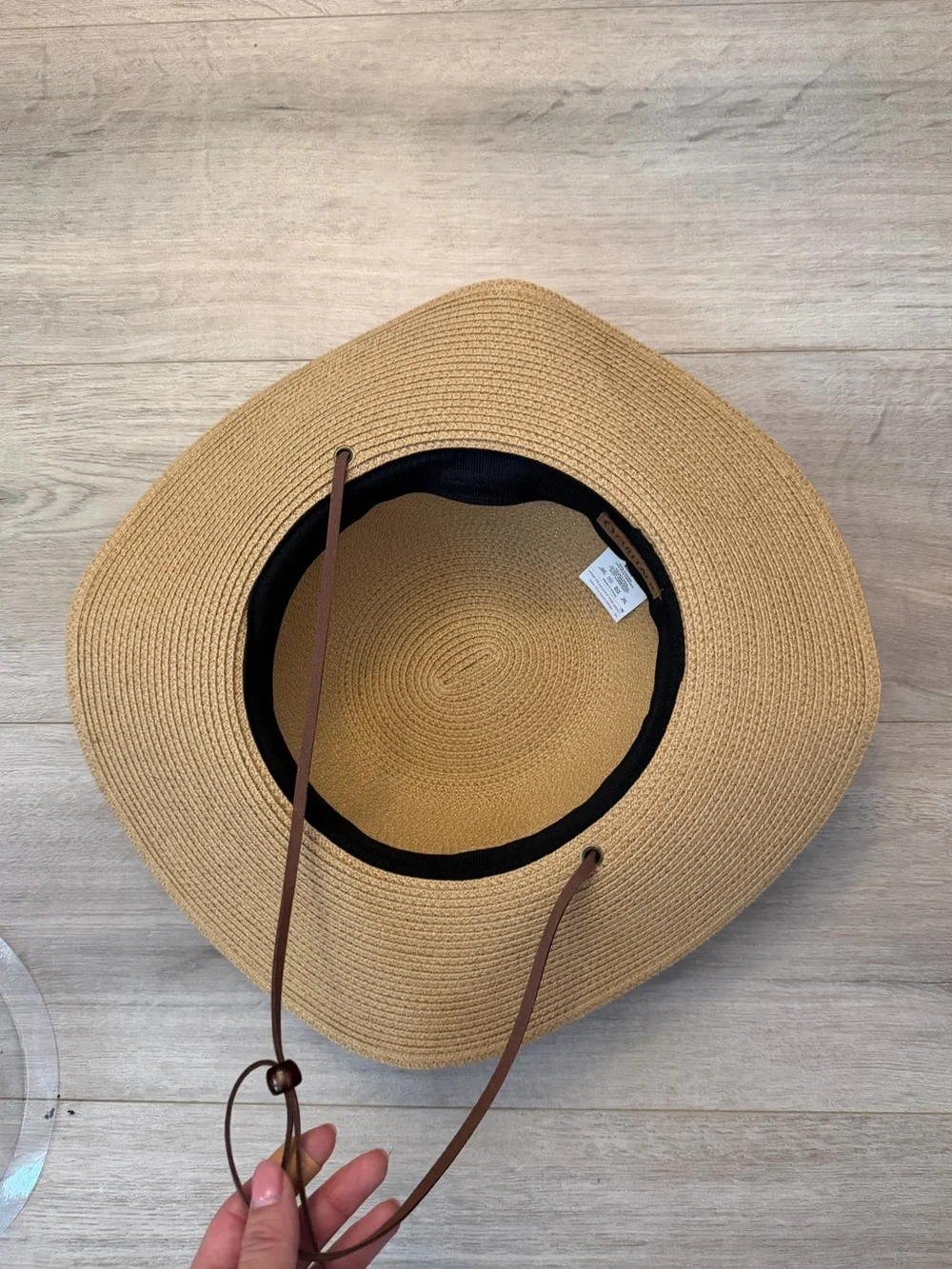 Wide-Brim Straw Sun Hat in Tan